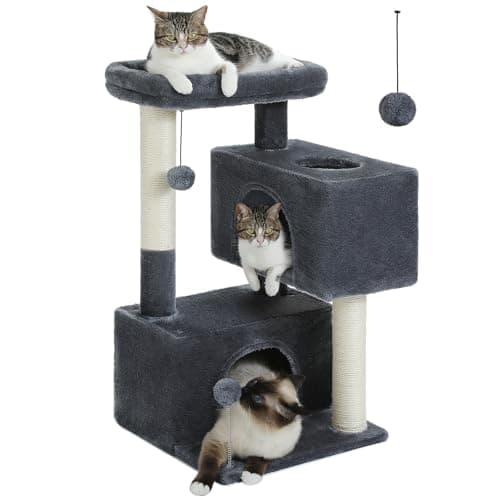 Light Grey Cat Tree with 2 Condos & 31.5" Tower for Indoor Pets — Dark Grey