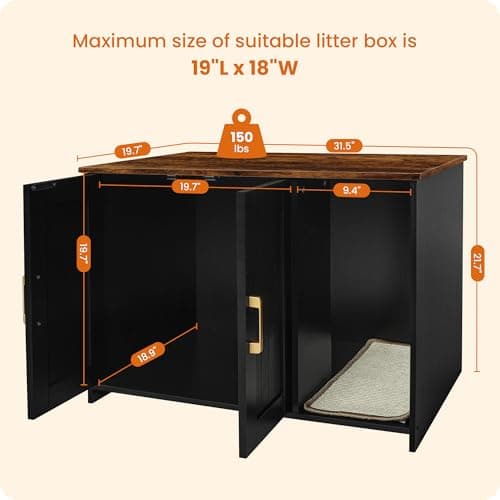 Dwanton Black & Rustic Brown Cat Litter Box Enclosure