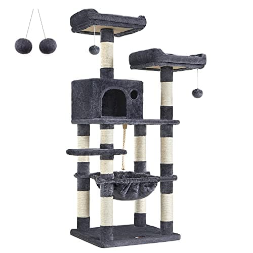 Feandrea Light Gray Cat Tree with Scratching Posts & Hammock — Smoky Gray