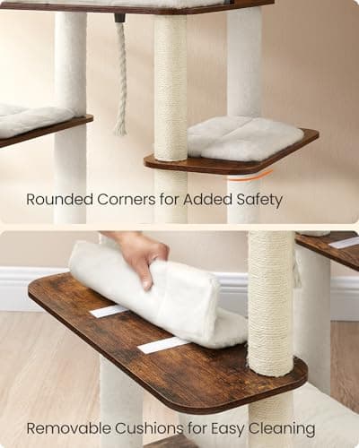 Feandrea 64.5-Inch Modern Cat Tree with 2 Caves, 2 Hammocks & 4 Scratching Posts RB UPCT167K01