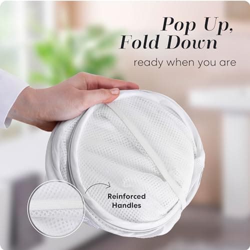 Sturdy White Collapsible Laundry Hamper with Side Pocket – Space-Saving and Breathable (2-Pack)