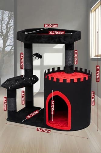 Gothic Cat Castle with Coffin Bed & Scratching Posts