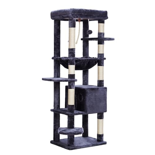 Heybly Large Cat Tree for Indoor Cats 20 lbs Heavy Duty, 69 Inches XXL, Multi-Level Furniture Condo with Big Padded Plush Perch and Cozy Basket - HCT031W  
Heybly Cat Tree HCT031W for Large Cats - 20 lbs Heavy Duty, 69 Inches XXL, Multi-Level Furnitu