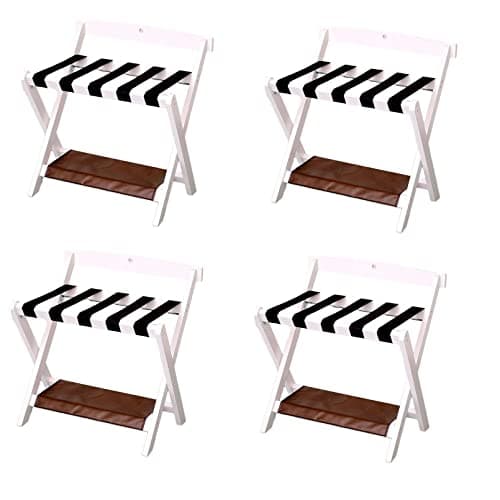 Professional Black Wooden Luggage & Shoe Rack for Guest Rooms — White
