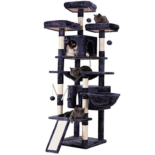Smoky Gray XL Cat Tree - 71 Inches Multi-Level with 3 Perches & Scratcher MPJ034G