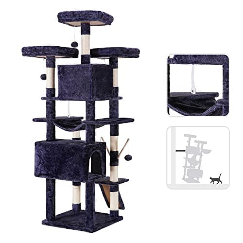 Smoky Gray XL Cat Tree - 71 Inches Multi-Level with 3 Perches & Scratcher MPJ034G