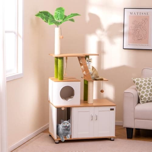 PETSITE Multi-Level Cat Tree with Litter Box & Scratching Posts