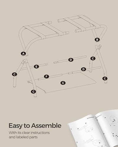 Luggage Racks for Guest Rooms and Hotels, Set of 2, Foldable, Cloud White