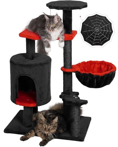 Green Cozy Cat Condo with Hammock & 3 Scratching Posts for Indoor Kittens — Gothic