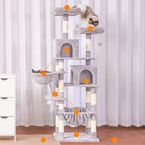 70 Cat Tree Condo with Toy for Large Indoor Cats