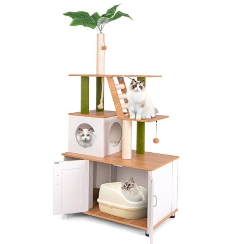 PETSITE Multi-Level Cat Tree with Litter Box & Scratching Posts