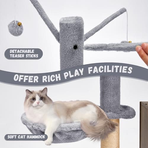Erinnyees Litter Box with Cat Tree & Hidden Washroom for Indoor Cats