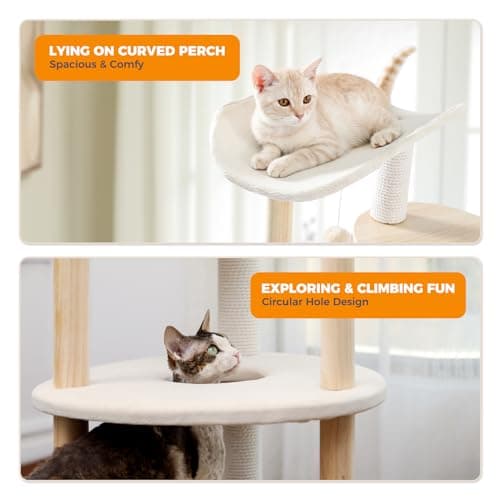 PetepeLA 5-Level Cat Tree for Indoor Cats Beige