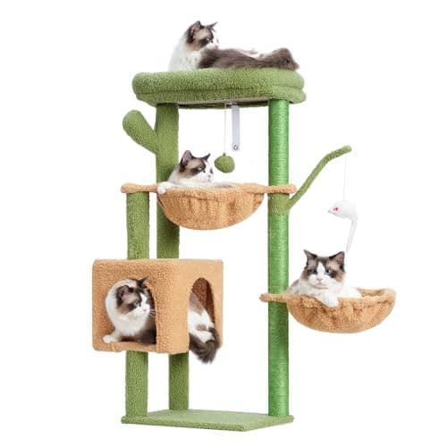 Cat Tree for Indoor Cats with Scratching Post and Toys - Heybly HCT006SMU — Green and Yollow