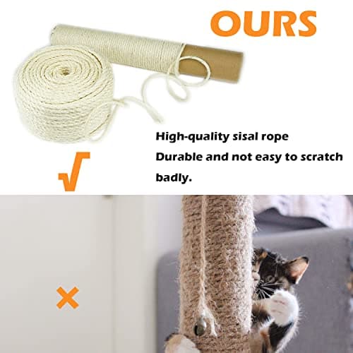 Sisal Rope for Cat Scratcher Replacement and Repair 1/4 inch - 50/100/164 Feet