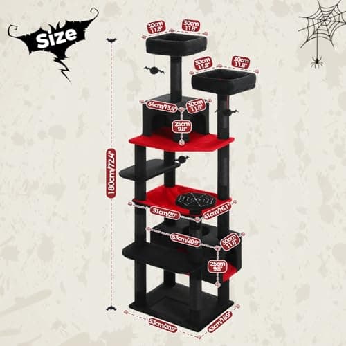 Gothic Cat Tree for Large Cats with Scratching Posts and Pads