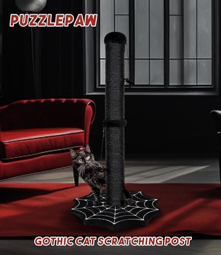 Halloween Goth Cat Scratching Post with Spider Toys