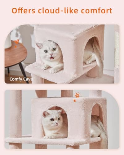 Jelly Pink Taoqimiao 61-Inch Multi-Level Cat Tree with 5 Scratching Posts