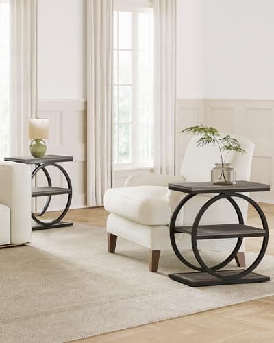 Little Tree 3-Tier Gray & Black End Table for Living Room and Bedroom