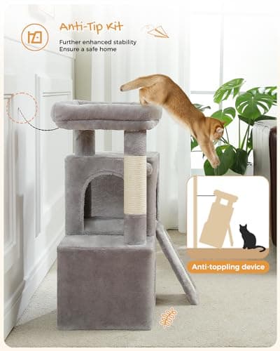 PAWZ Road Cat Tree for Indoor Cats - 30 Inches with Dual Condos