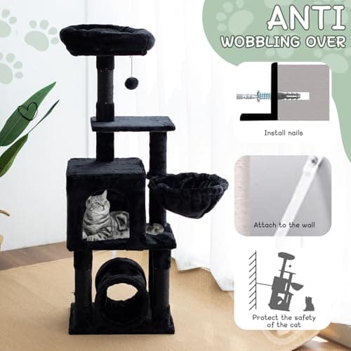 Gothic 49-Inch Cat Tree with 3 Scratching Posts & Tunnel for Indoor Cats