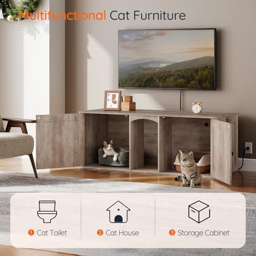HOOBRO Greige Double Room Cat Litter Box, Perfect for 2 Cats