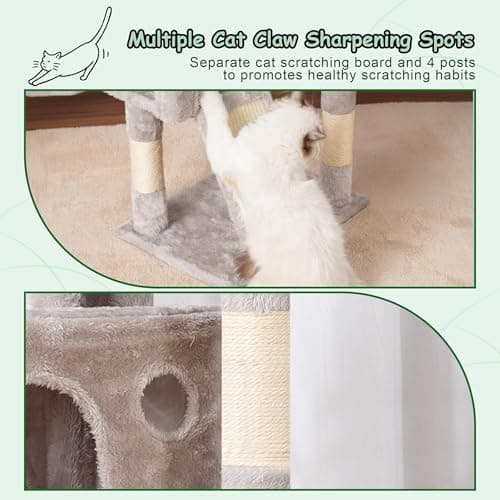 Light Gray Multi-Level Cat Tower GCT005SW with Scratching Board and Perches