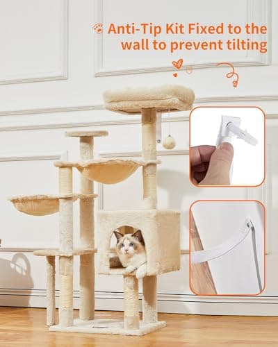 Taoqimiao Beige Gothic Cat Tree, 39.4-Inch Tower for Kittens