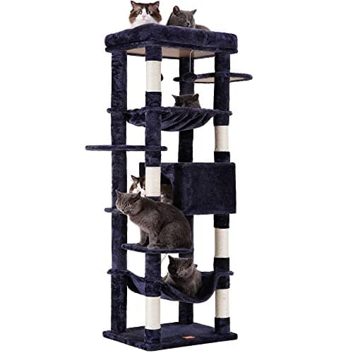 XXL Heavy Duty Cat Tree for Large Cats - 69 inches Tall with Multi-Level Furniture and Cozy Basket