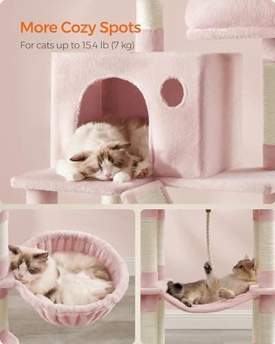 Feandrea Jelly Pink Cat Tree: 81.1-Inch Large Tower with 13 Scratching Posts UPCT190P01