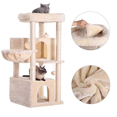 Hey-brother Large Cat Tree with Sisal Scratching & Plush Condos MPJ011M