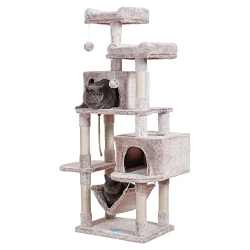Hey-Brother Light Gray Multi-Level Cat Tree with Scratching Posts & Plush Condos MPJ020-SW — Muchroom