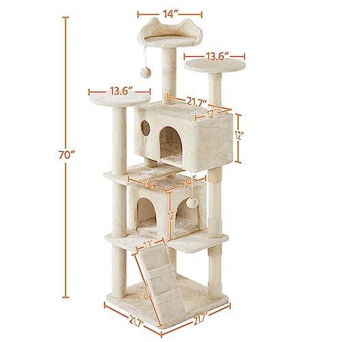 Yaheetech Beige Multi-Level Cat Tree with Condo & Scratching Posts