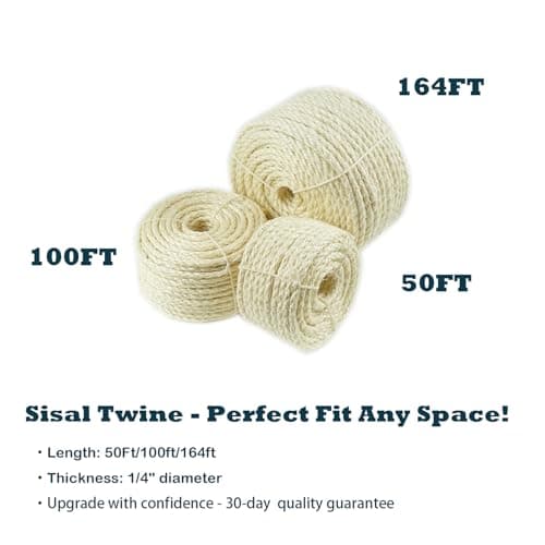 White Sisal Rope for Cat Scratcher Replacement 50/100/164 Feet