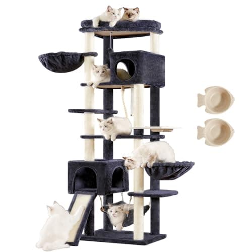 Smoky Gray Multi-Level Cat Tree Tower for Large Cats MPJ036G