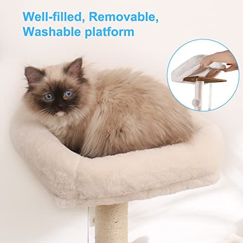 Hey-Brother Rustic Gray Cat Tree with XL Litter Box, Modern Pet Furniture MPJ101SG