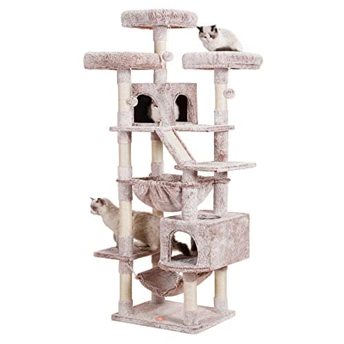 Heybly 73" Tall Smoky Gray Cat Tree for Large Cats, Heavy Duty Condo with Padded Perch and Scratching Posts — Muchroom