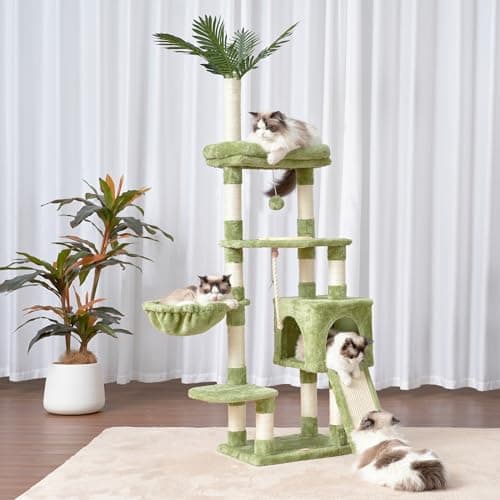 Modern 65-inch Cat Tree for Indoor Cats with Multi-Level Platforms and Scratching Posts