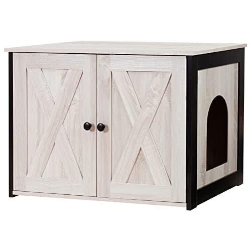 Dwanton Reversible Cat Litter Box Enclosure, Greige Wooden Furniture — Beige