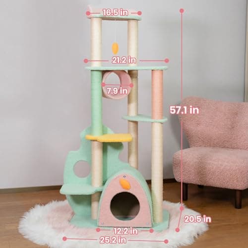 Happy & Polly Extra Large 57.5" Cat Tree with Sisal Scratching Posts & Cozy Perches