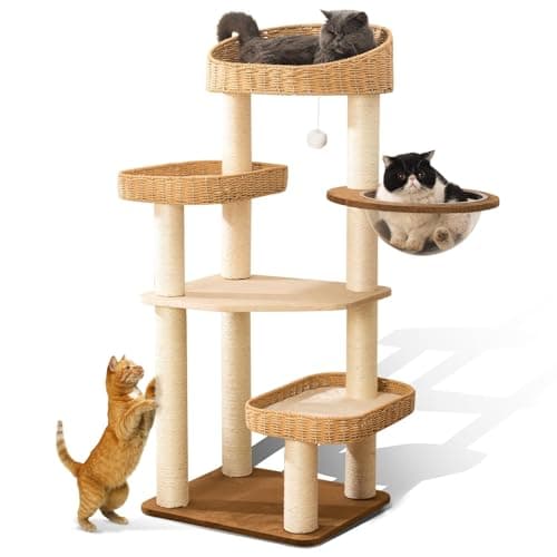 "Luxury Oak Cat Tree Tower for Multiple Cats, Manual Hand Woven, Easy Clean" — LS-02-new1
