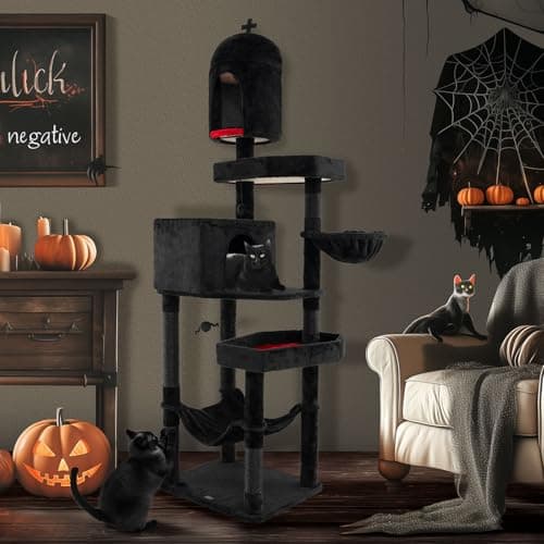 Gothic Cat Tree for Indoor Cats: Multi-Level Halloween Design