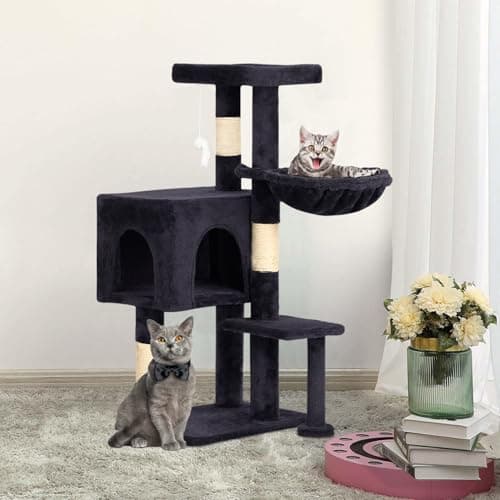BestPet 36 Inch Tall Cat Tree with Scratching Post & Hammock (Dark Gray)