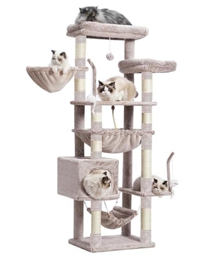 Tall Cat Tree for Large Cats, 200cm Tower with Hammock & Scratching Post GCT031G — Muchroom