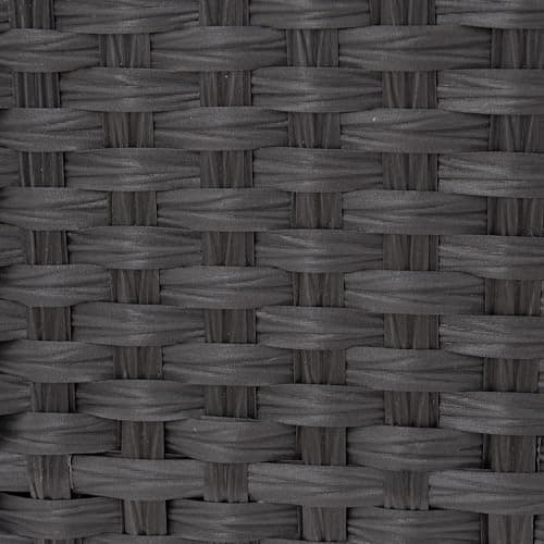 Hidden Handwoven Rattan Cat Litter Box Enclosure with Odor Control, Artificial Plants, Real Stones — Black