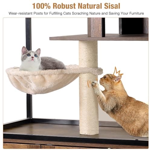 4-Level Cat Tree Enclosure with Storage & Scratch Pad