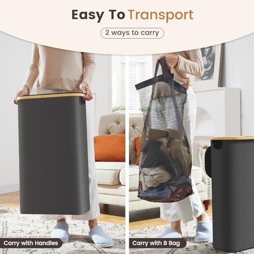 Slim Laundry Hamper with Lid for Small Spaces