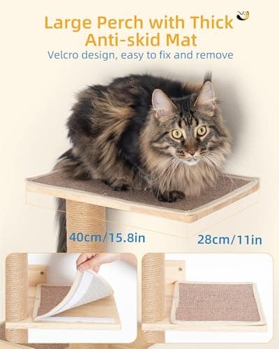 Large Wall Mounted Cat Tree with 5 Mats & Stairs, 80.3inch Tall Scratching Post