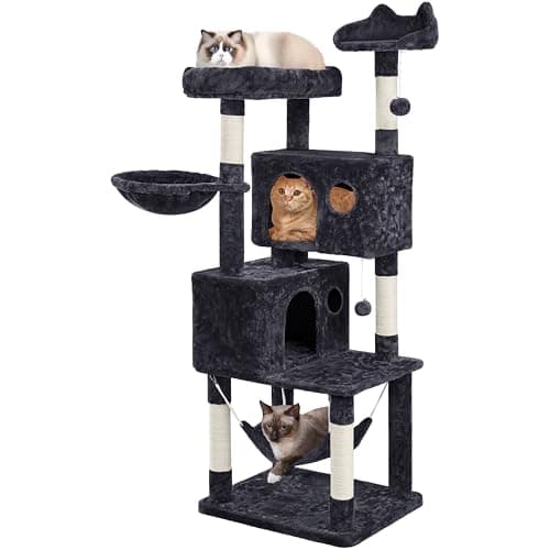 Yaheetech Large Cat Tower with Condos for Medium Cats Pink — Black