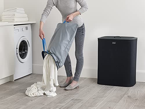 Joseph Joseph Tota 90-Liter Laundry Hamper with Lid, 2 Removable Bags - Carbon Black